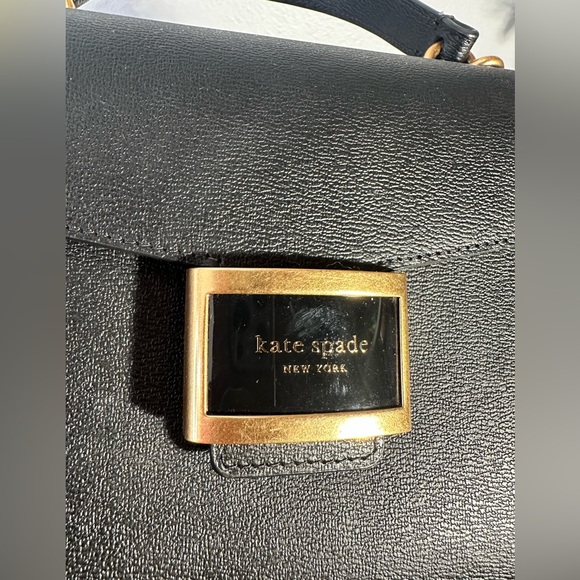 Kate Spade Katy small textured leather Black and gold Handbag crossbody preloved - Picture 10 of 15
